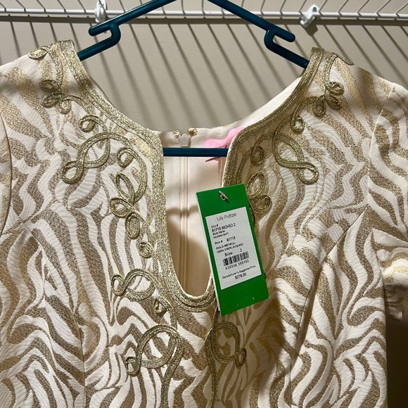 Lily Pulitzer Milannia Shift Gold Metallic Zebra Stripe Jacquard - NWT - Size 2 - Picture 3 of 3